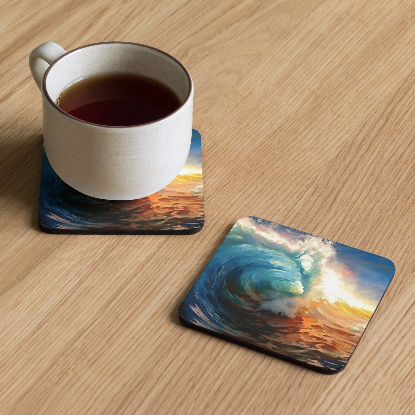 Water - "Waves" Cork-back coaster