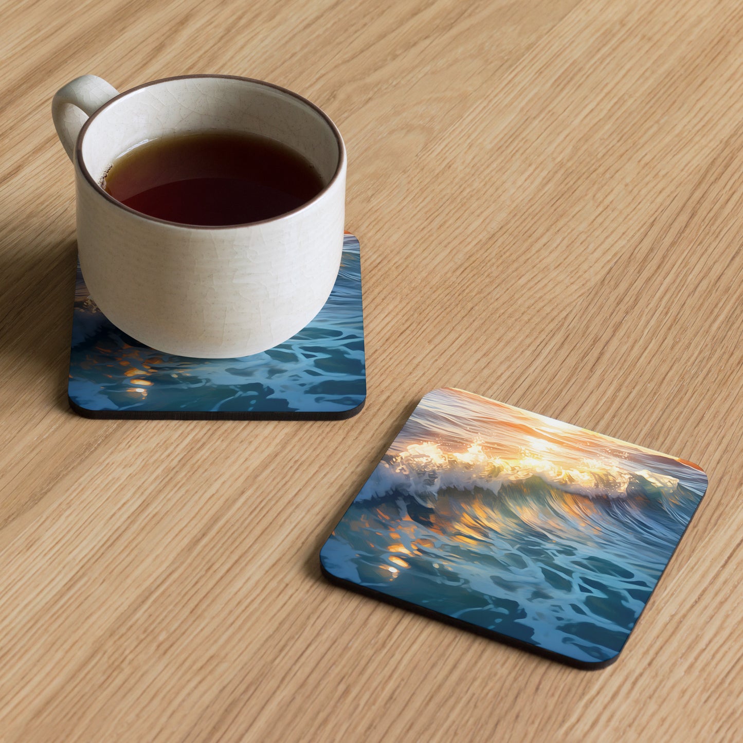 Water - "By the shore" Cork-back coaster