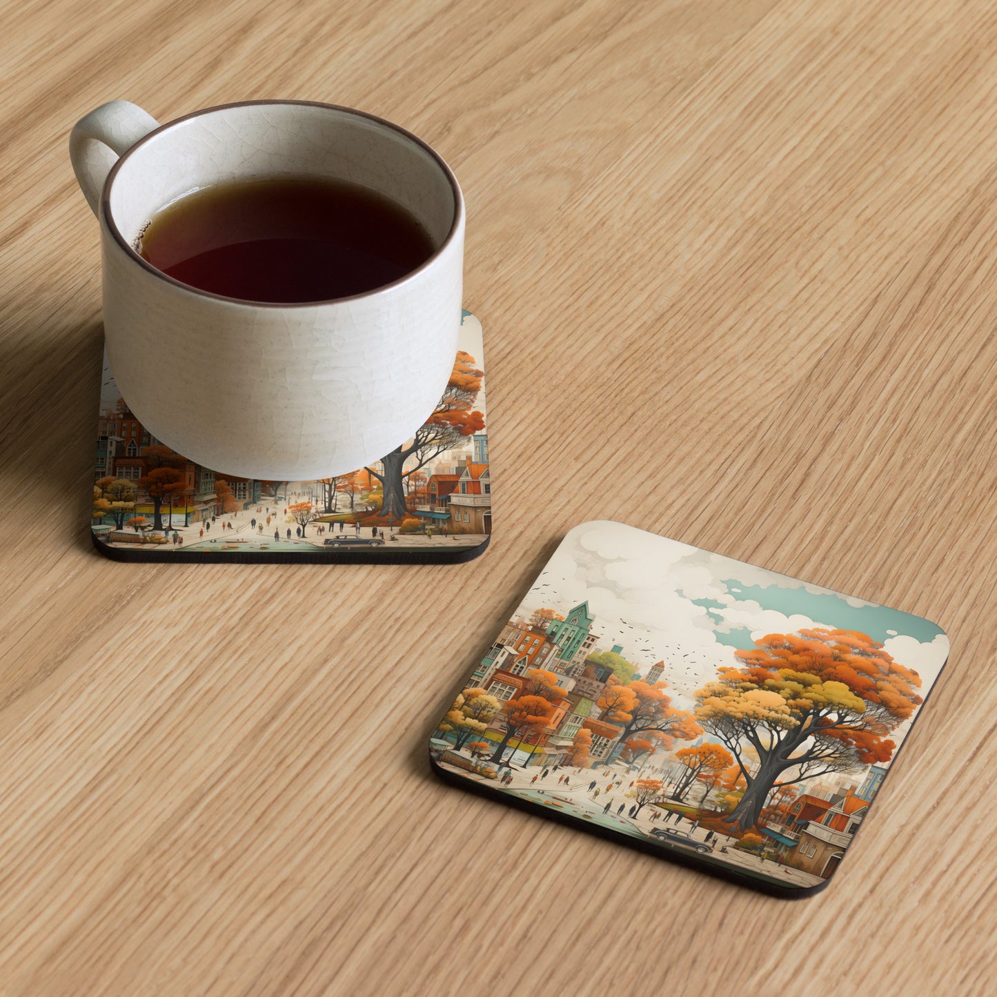 "Fall ing" Cork-back coaster