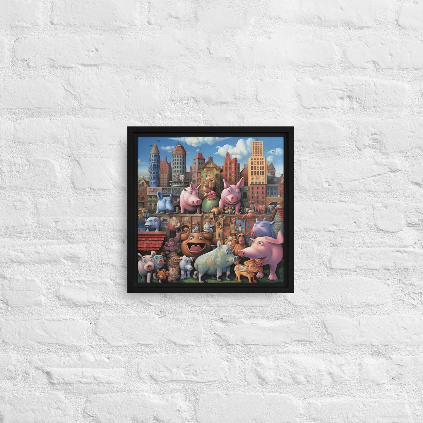 The "Pig City" - Friday Afternoon Framed canvas