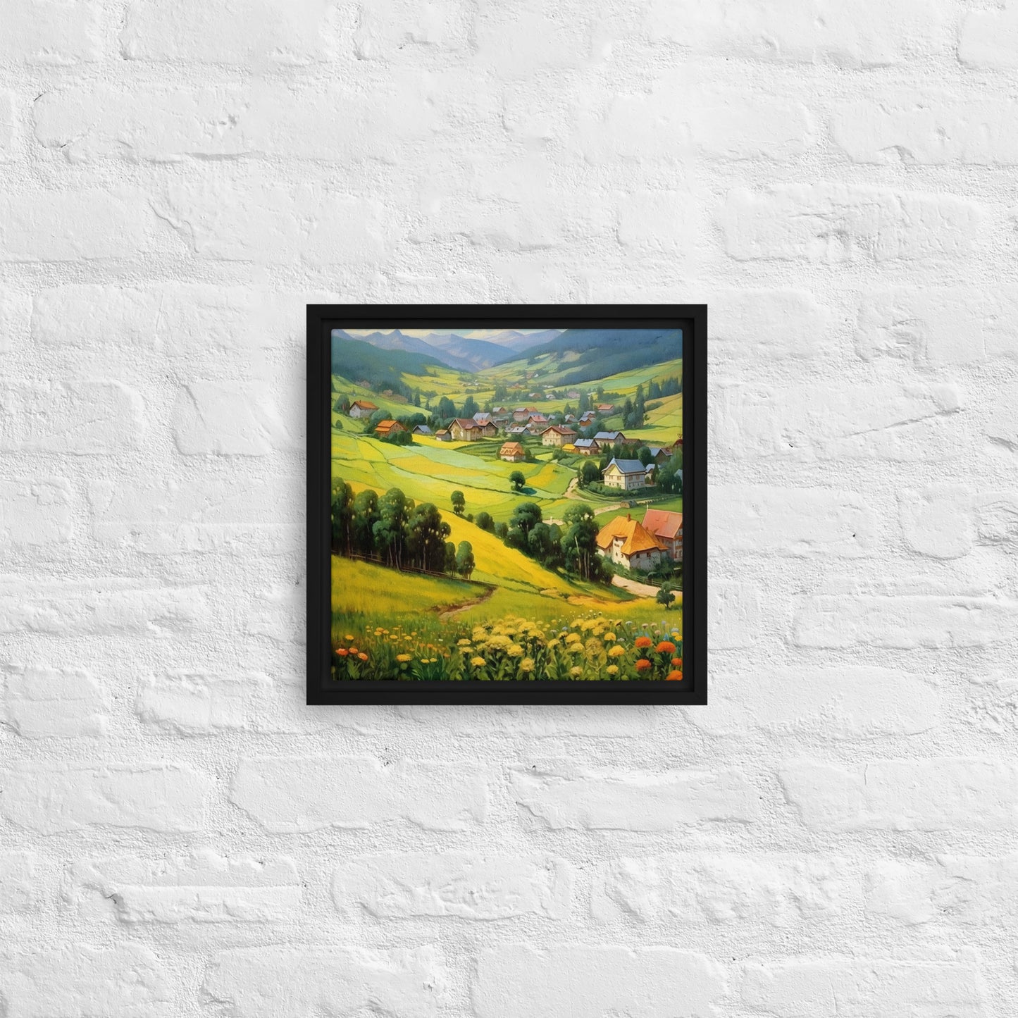 The Golden Village Framed canvas