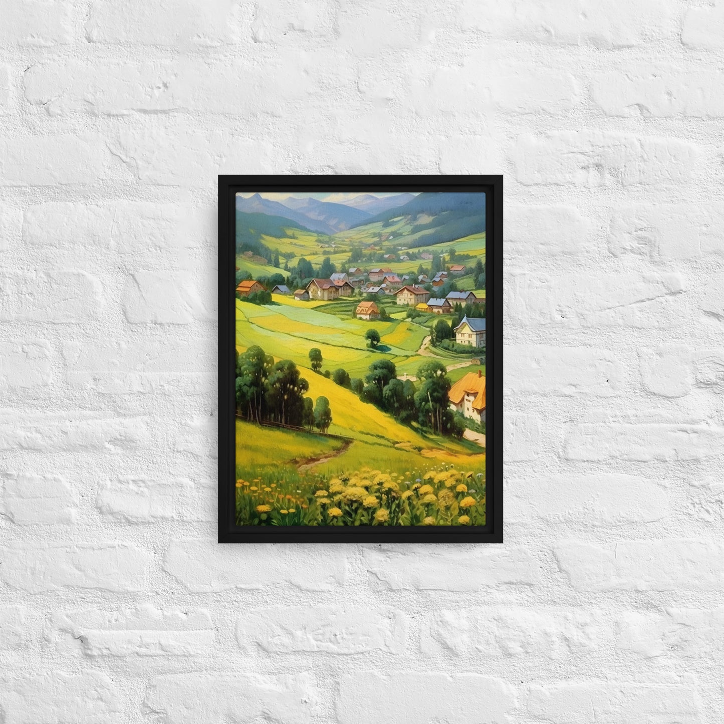 The Golden Village Framed canvas