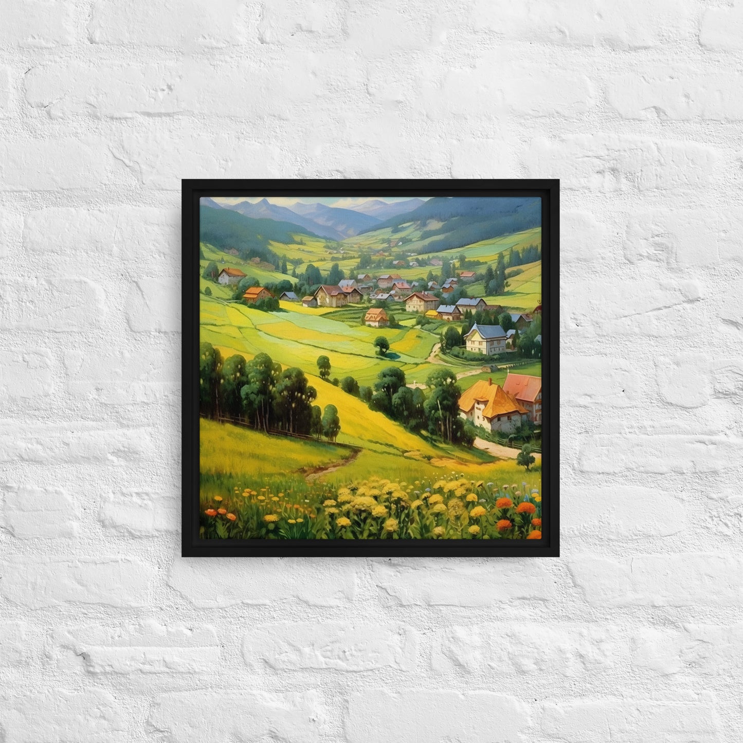 The Golden Village Framed canvas