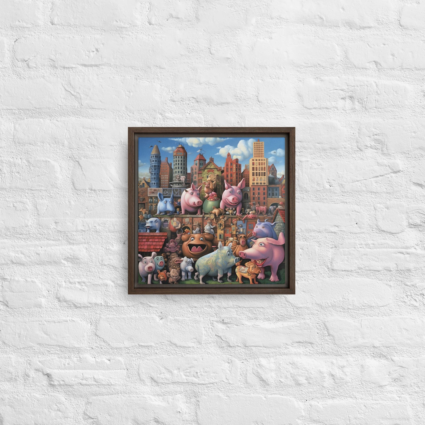 The "Pig City" - Friday Afternoon Framed canvas