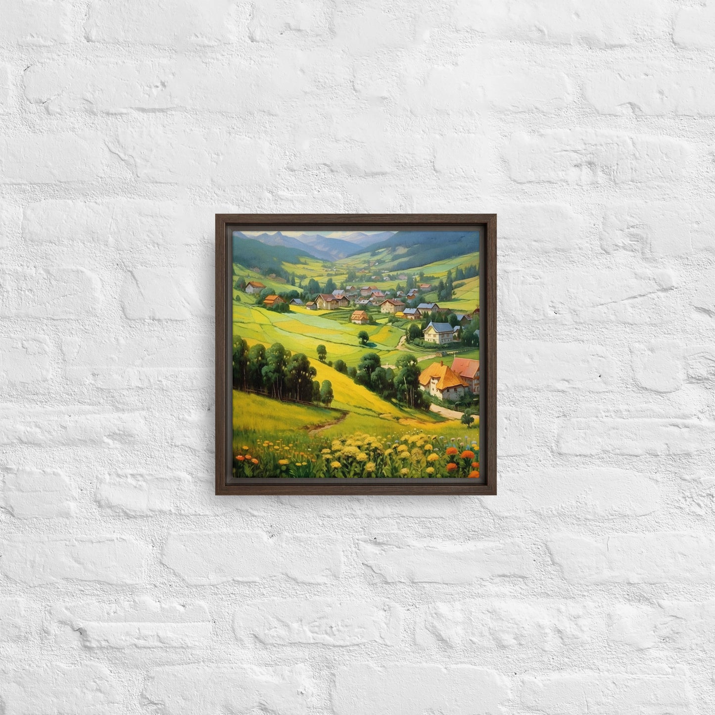 The Golden Village Framed canvas