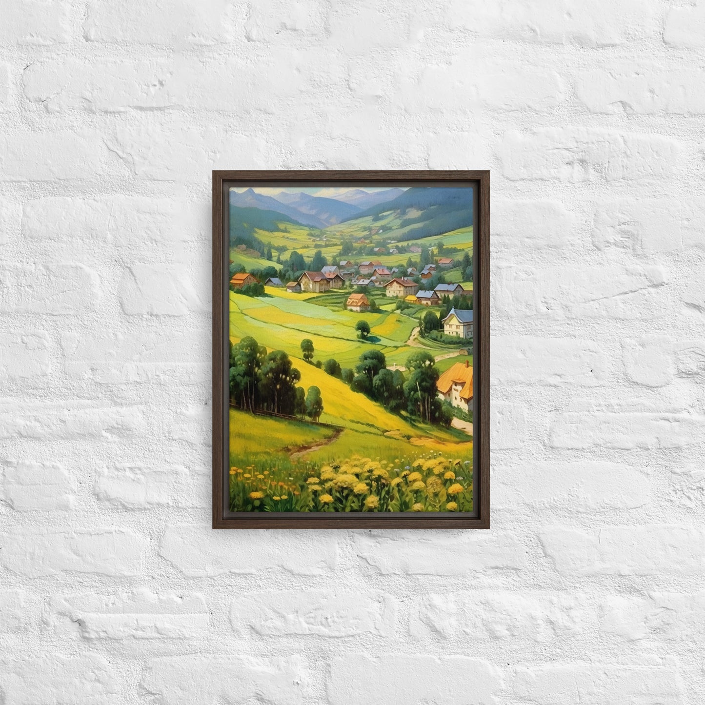 The Golden Village Framed canvas