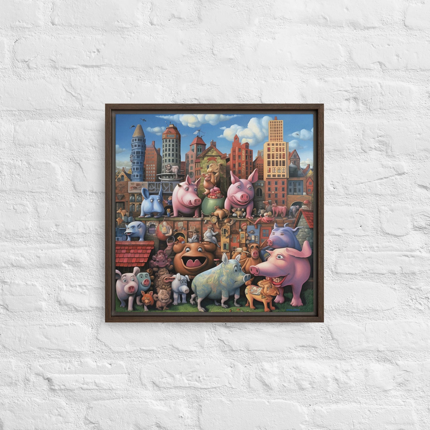 The "Pig City" - Friday Afternoon Framed canvas