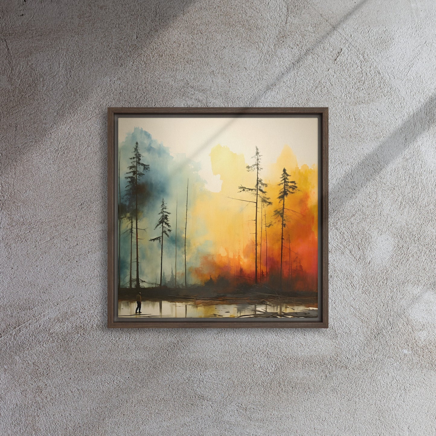 "Smoke in the forest" Framed canvas