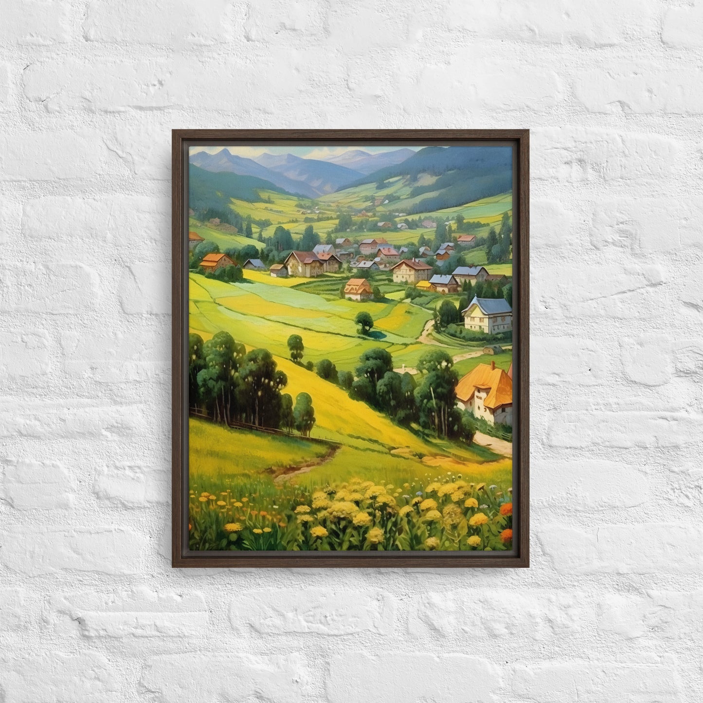 The Golden Village Framed canvas