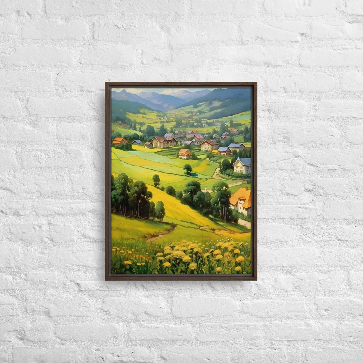 The Golden Village Framed canvas