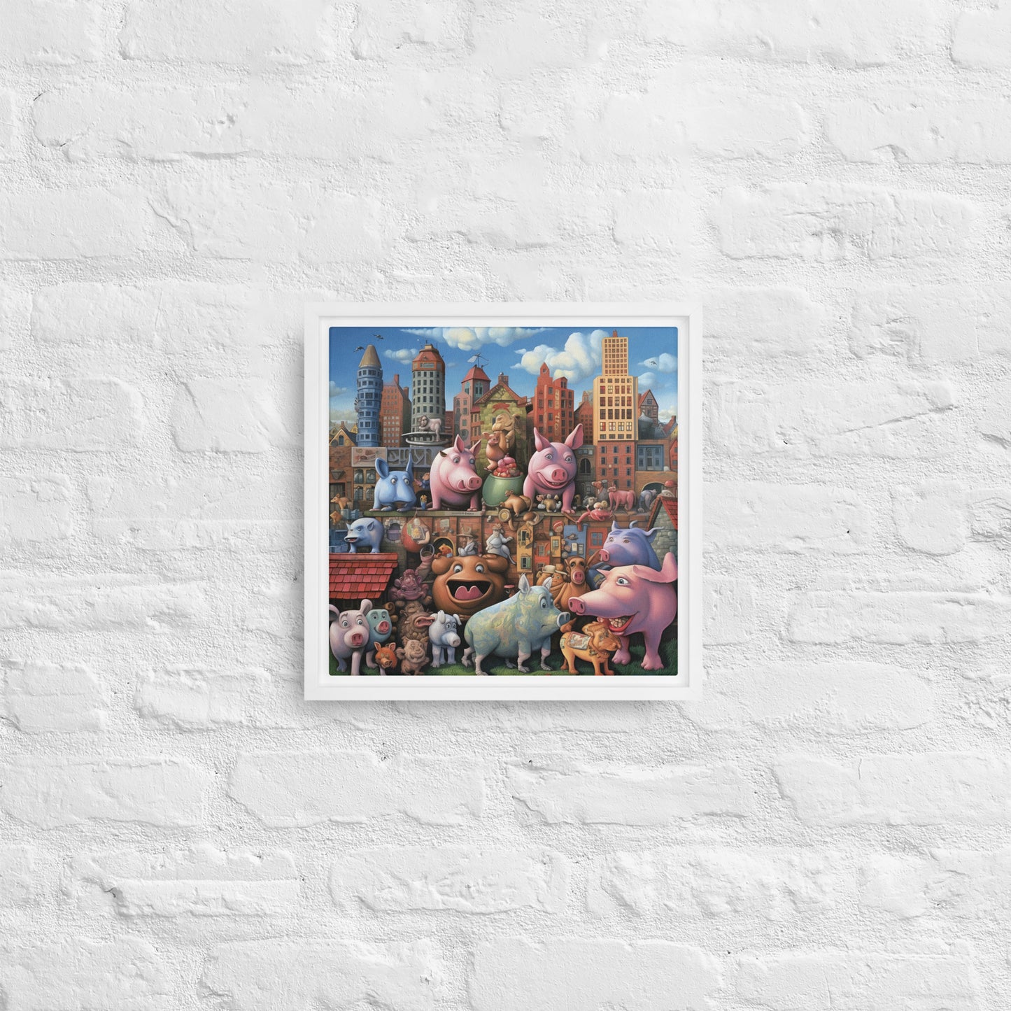 The "Pig City" - Friday Afternoon Framed canvas