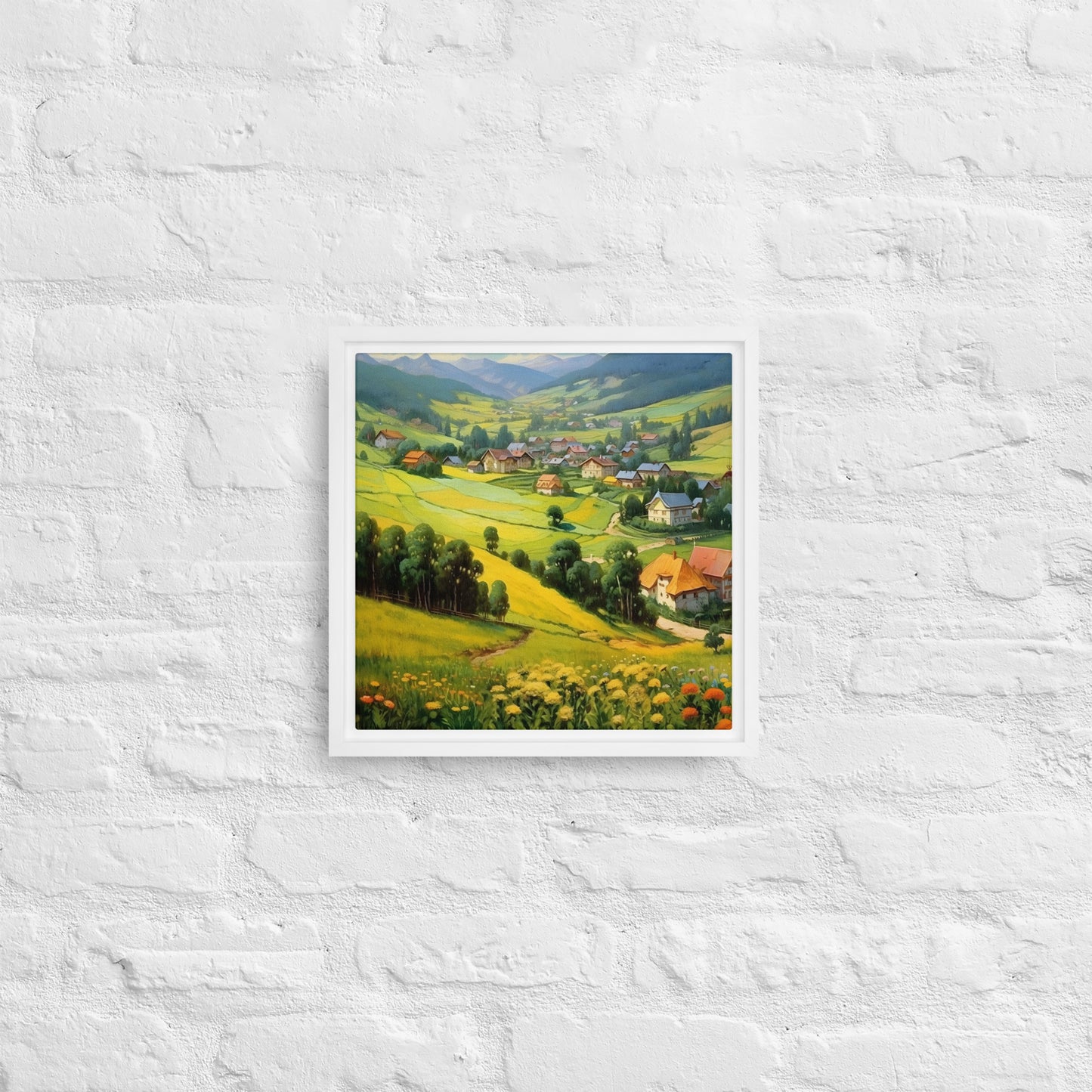 The Golden Village Framed canvas