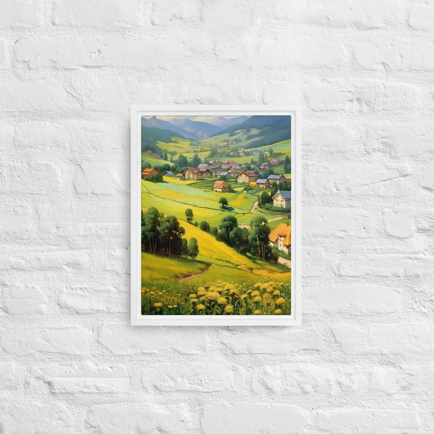 The Golden Village Framed canvas