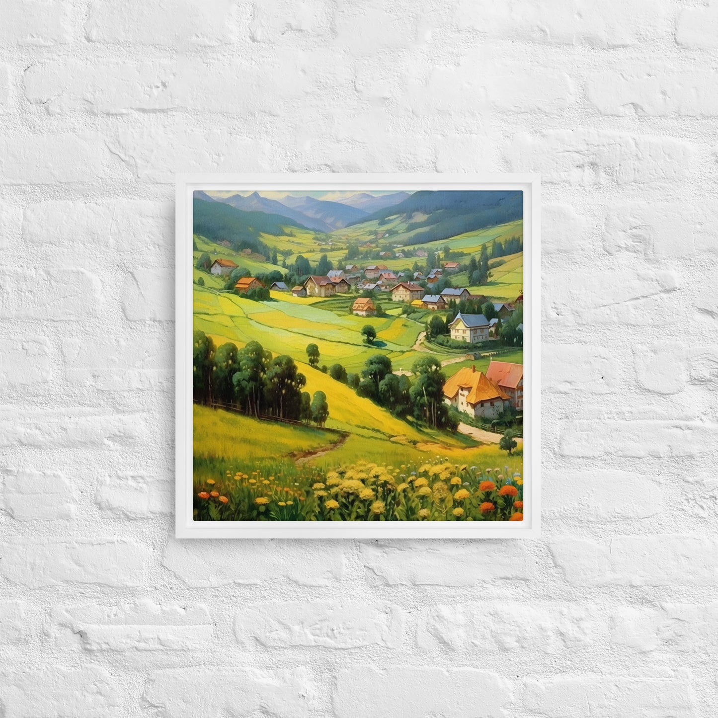 The Golden Village Framed canvas