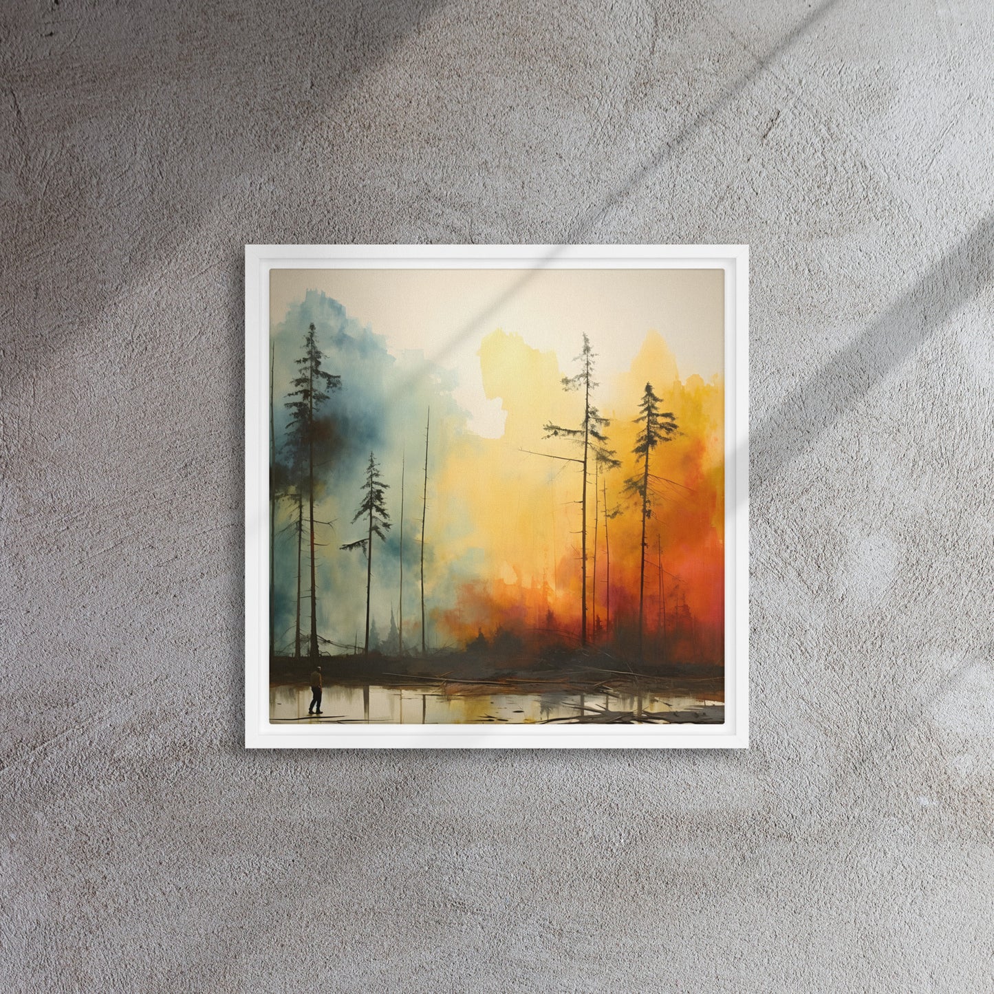 "Smoke in the forest" Framed canvas