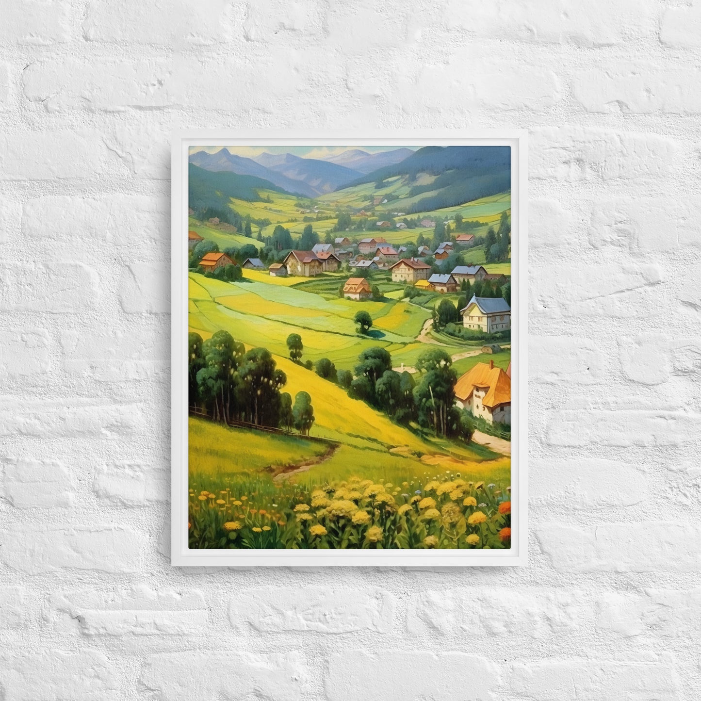 The Golden Village Framed canvas