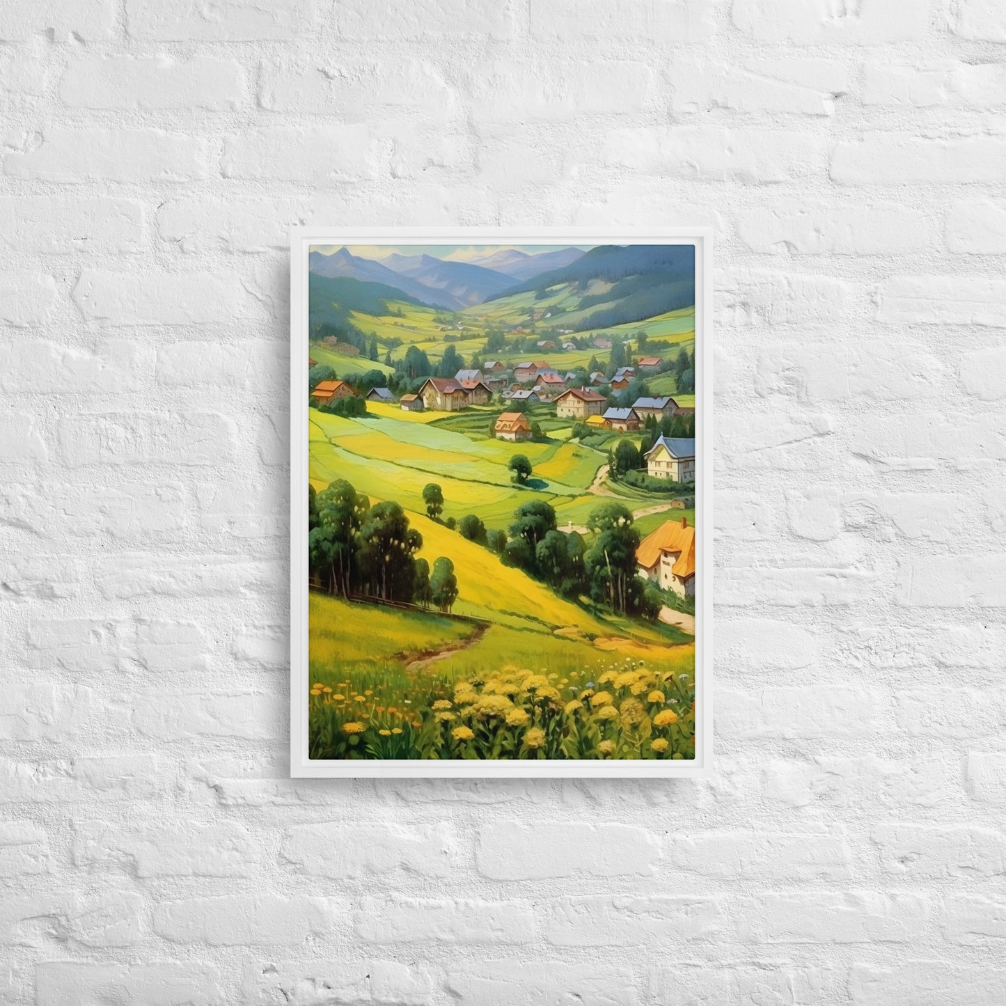 The Golden Village Framed canvas